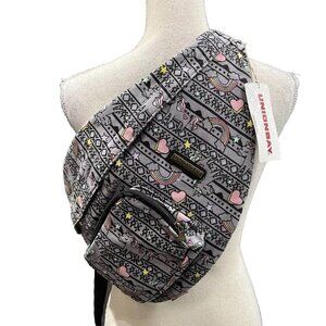 Unionbay Crossbody Sling Shoulder Backpack Bag Gray Unicorns Rainbows‎ Hearts